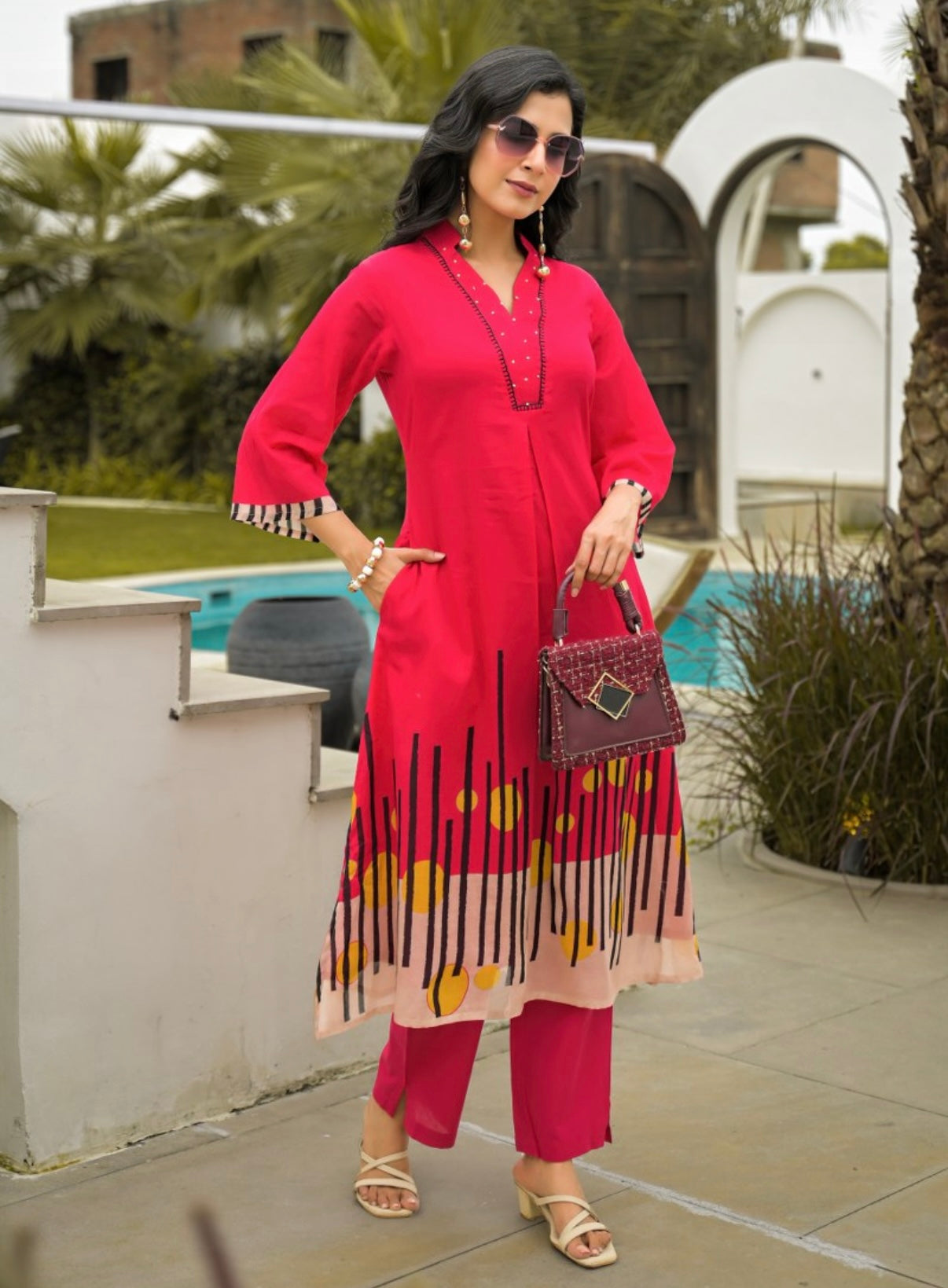 Bold Beat Crimson Kurta Set