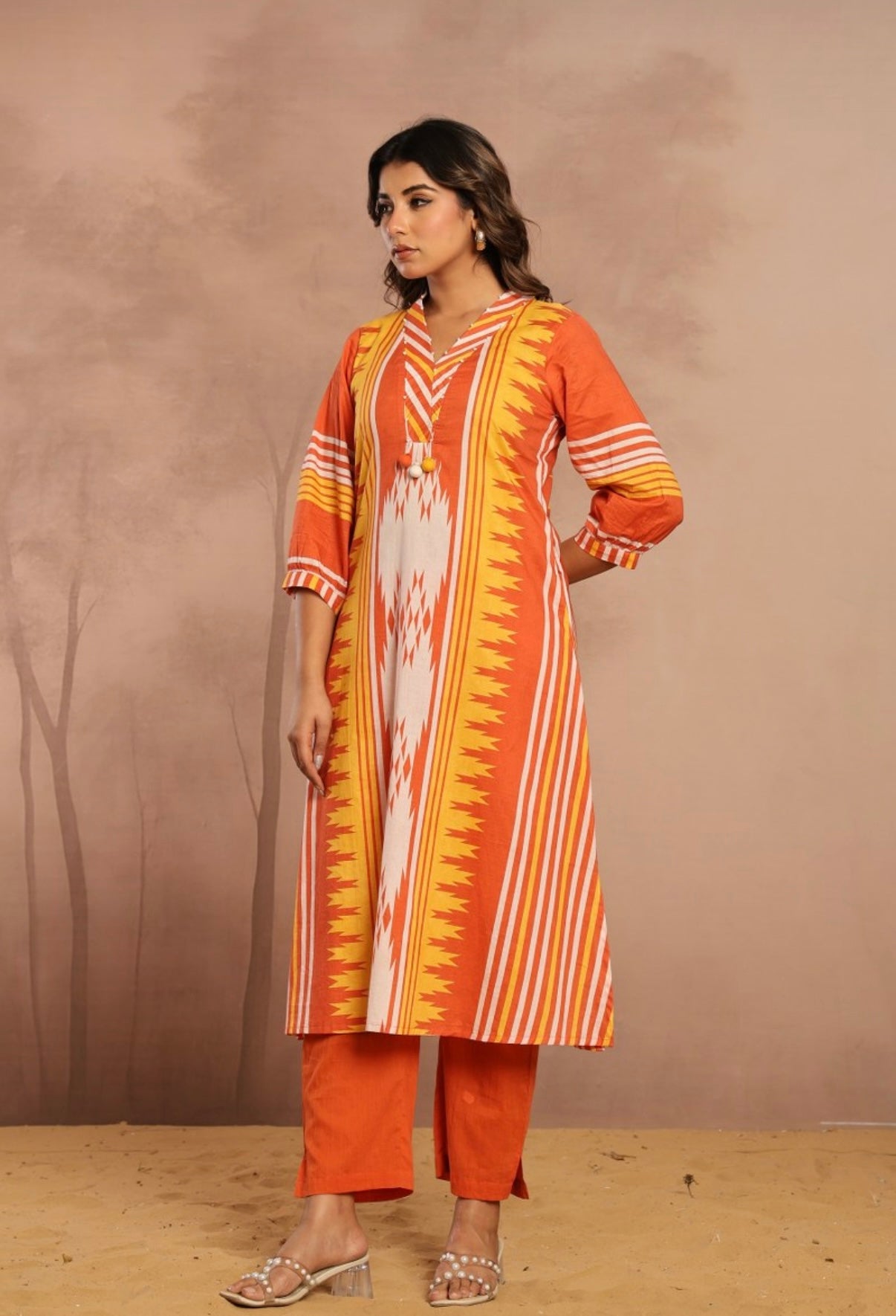 Amber Utsav Saffron Kurta Set