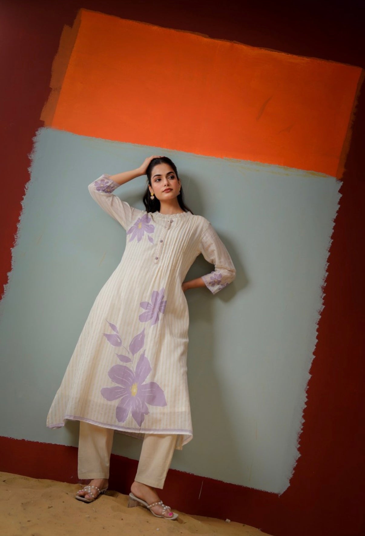 Lilac Serenity Floral Kurta Set