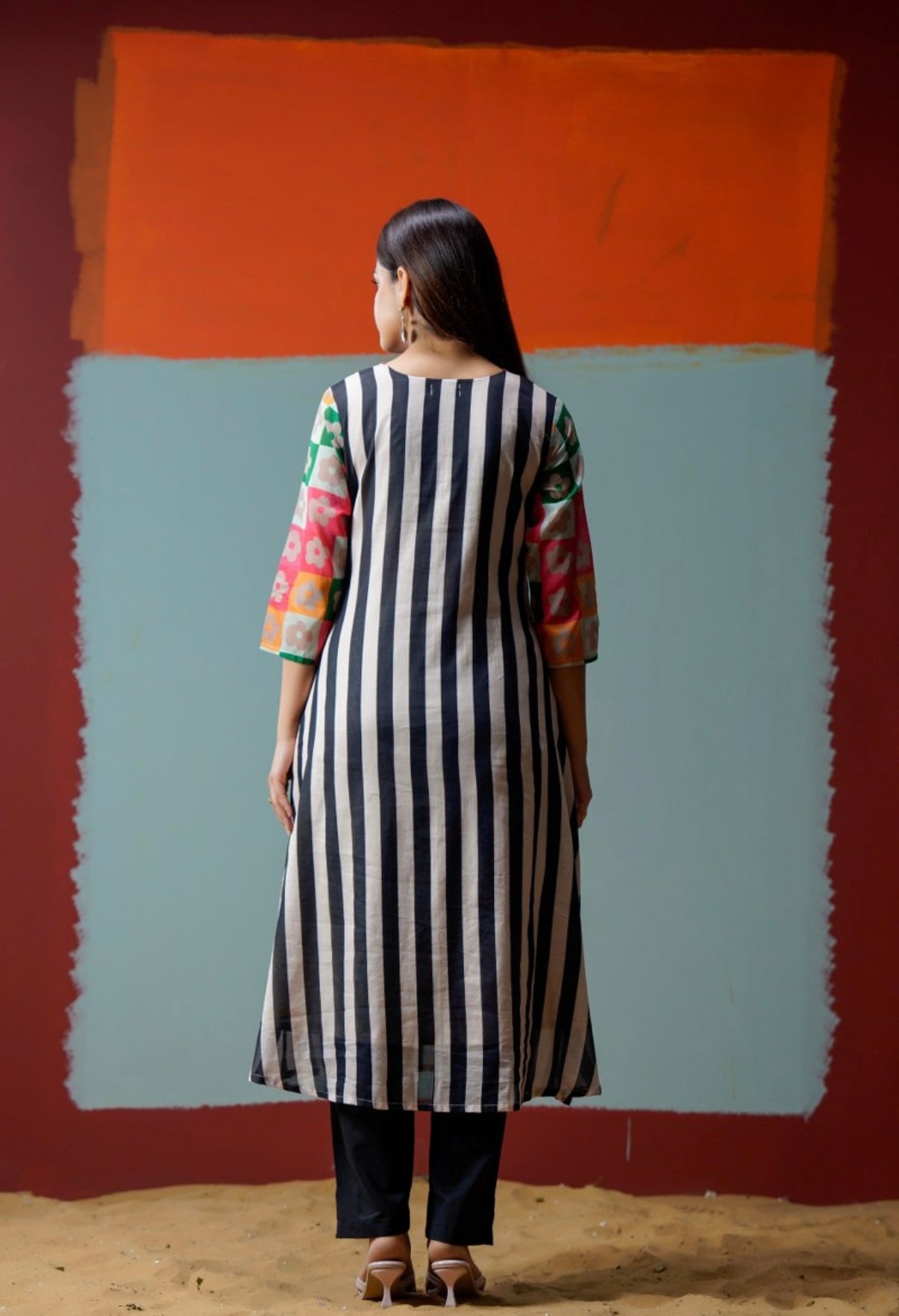 Framed Folklore Stripe Kurta Set
