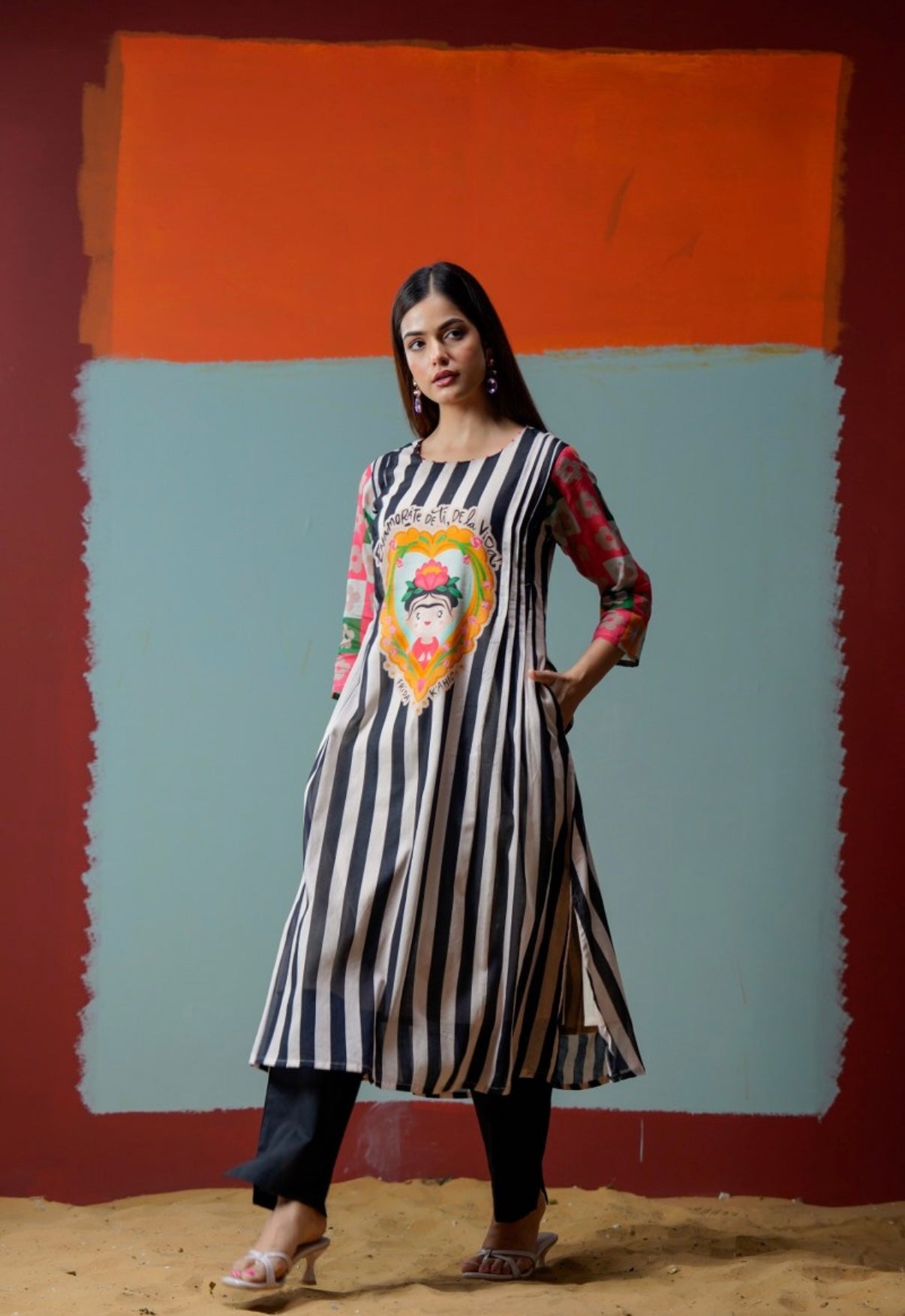 Framed Folklore Stripe Kurta Set
