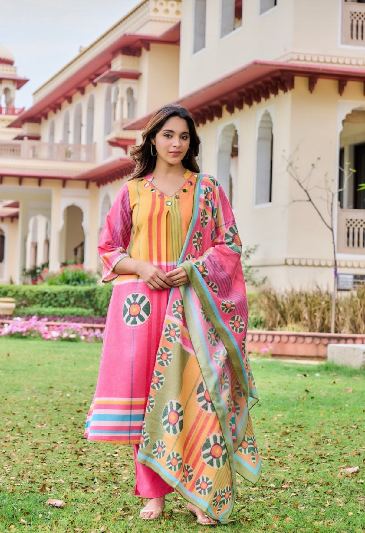 Coral Bloom Serenity Kurta Set